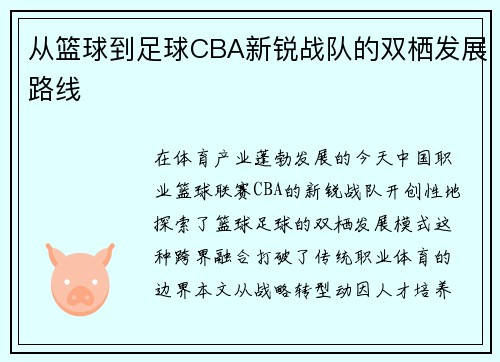 从篮球到足球CBA新锐战队的双栖发展路线