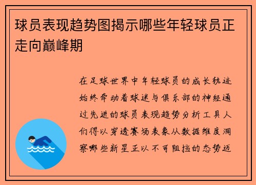球员表现趋势图揭示哪些年轻球员正走向巅峰期